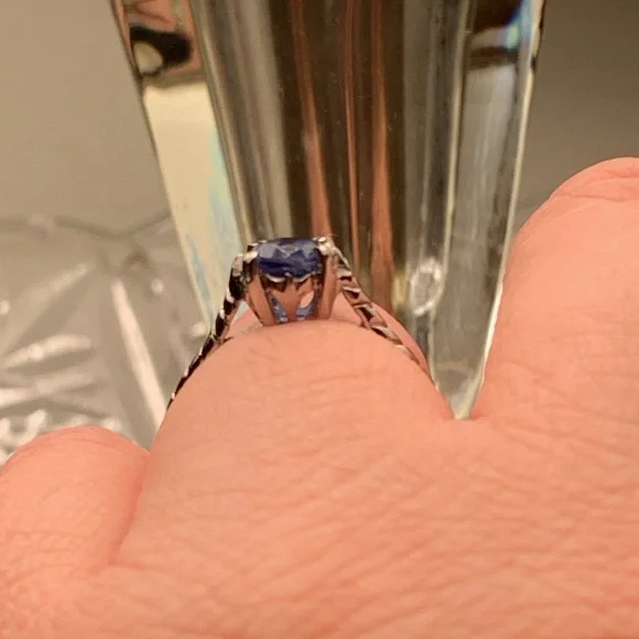 Oval Natural Iolite Oval Solitaire Ring Sterling silver 925 Sz 9 and Sz 11 - Picture 6 of 9